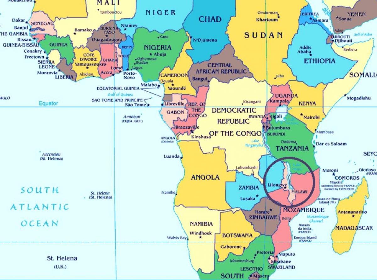 Малави земља на мапи света