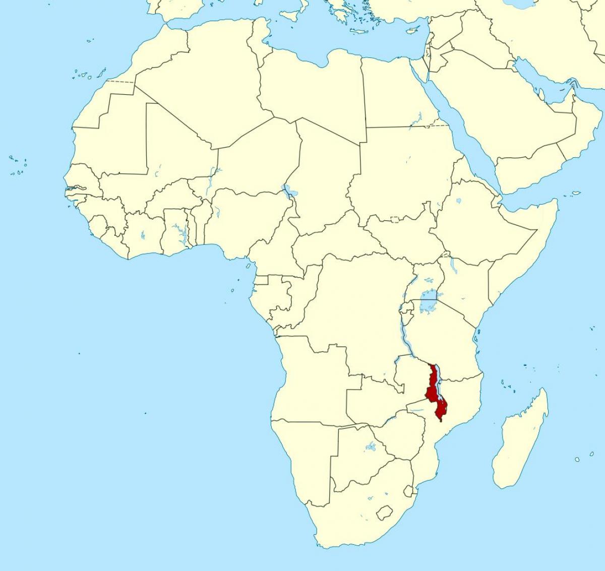 карта Малави локација на мапи Африке