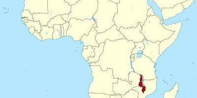 Карта Малави локација на мапи Африке