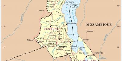 Карта Малави са сликом путева