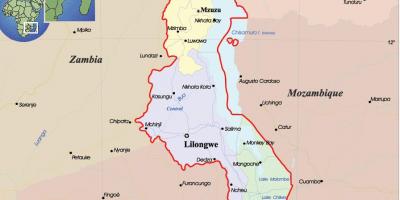 Карта Малави политичких